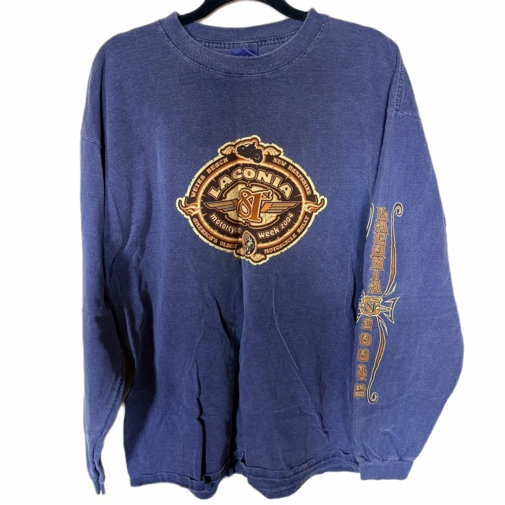 Vintage Harley Davidson Laconia bike week 81st blue long sleeve XL
